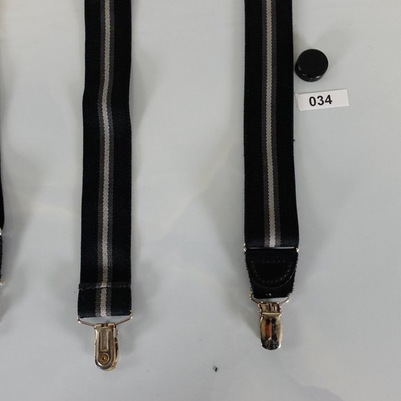 Suspender Mens Black Silver Leather Clip On Adjustable Strap Non Stretch Y Back‎ - Picture 7 of 7